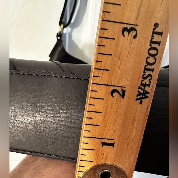 MARGOT Black Genuine Leather Chevron Hobo Bag Purse Adjustable Strap North/South - Picture 6 of 16